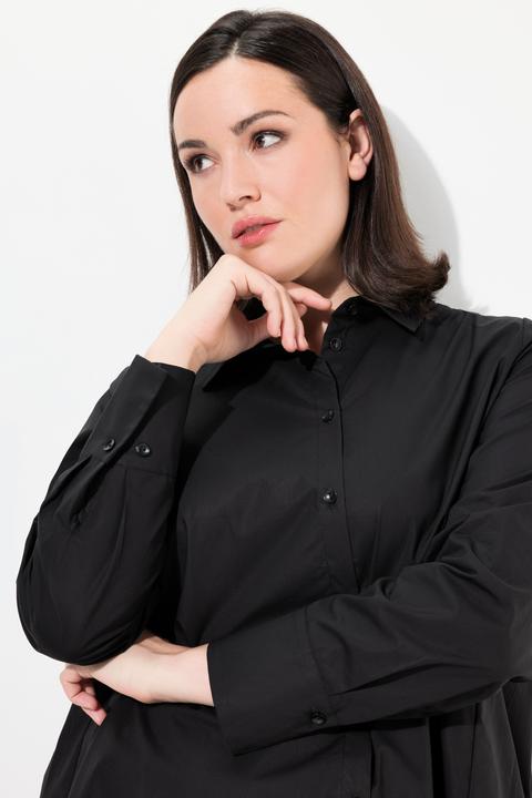 Actual product image Ulla Popken Paper Touch Long Sleeve Button Down Tunic Blouse (50, 52)