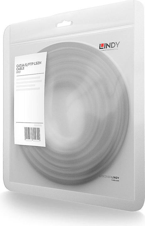 Actual product image Lindy 0.3m Cat.6 S/FTP TPE network cable, grey RJ45-M/M, 500MHz, copper, 28AWG (S/FTP, CAT6, 0.30 m)