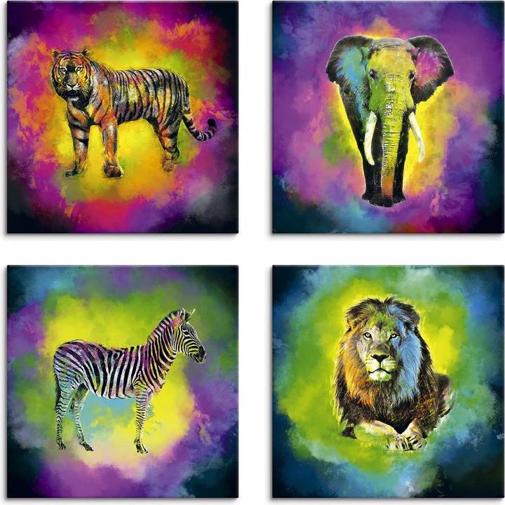 Image du produit Artland Explosion de couleurs éléphant lion zèbre tigre K1PT (30 x 30 cm)