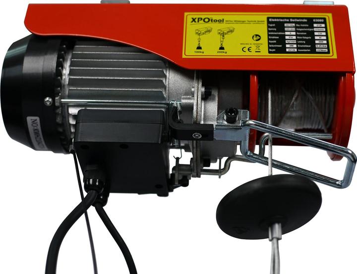 Immagine prodotto Wiltec Treuil électrique 480W Treuil motorisé 100/200kg max. Câble 12/6m Commande à une main