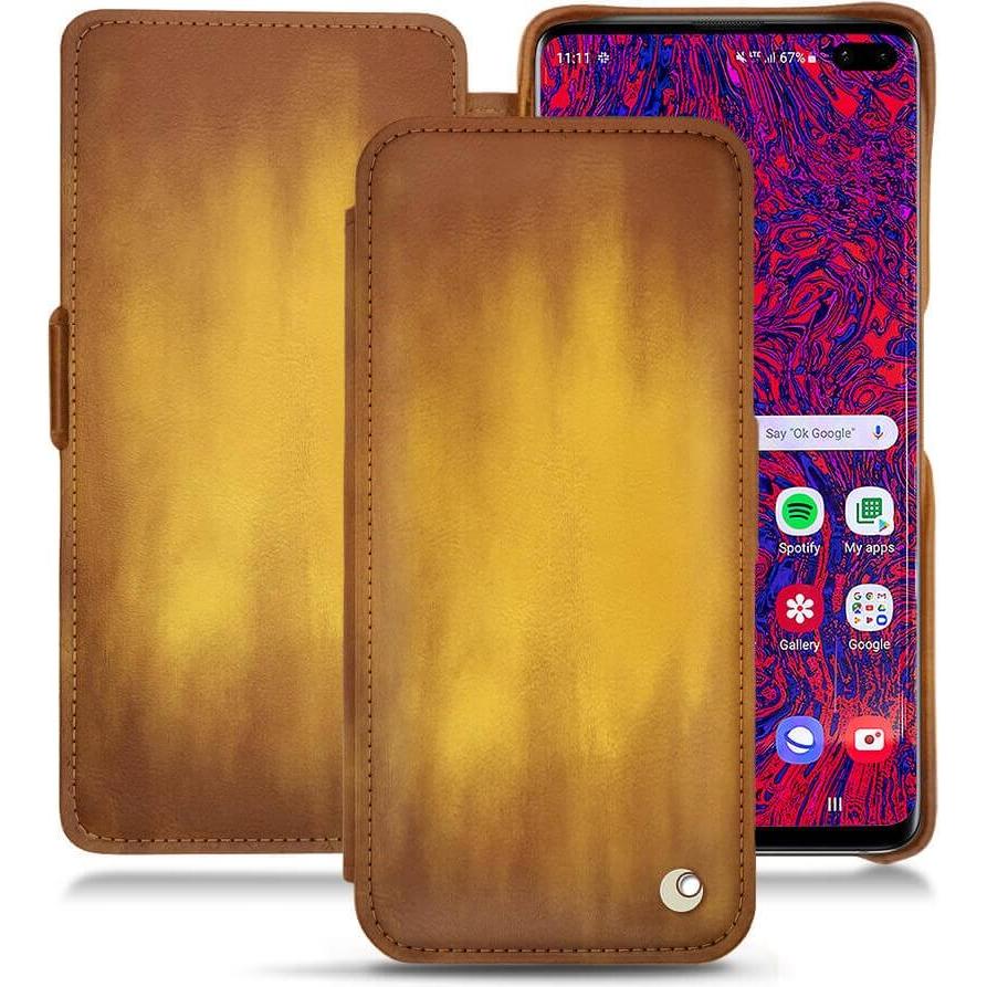 Noreve Lederschutzhülle horizontal (Samsung Galaxy S10+), Smartphone Hülle, Gold