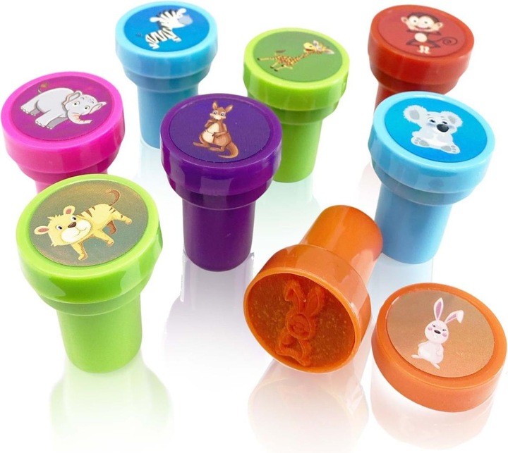 Produktbild Craze Stempelset Kinder - 8 Stempel Kinder mit Tiermotiven, Tierstempel in 6 Farben, Kinderstempel a