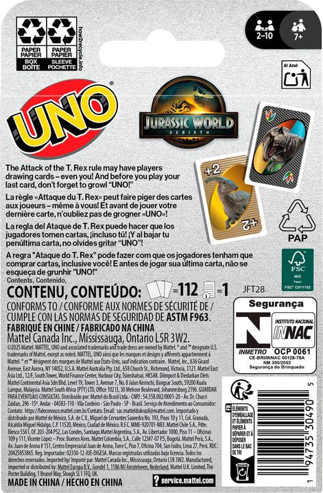Produktbild UNO Uno Jurassic World 4 (Deutsch, Multilingual, 2 - 10 Spieler)