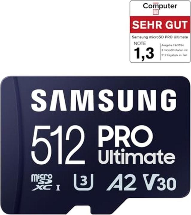 Actual product image Samsung PRO Ultimate (512 GB, microSDXC, U3, UHS-I)