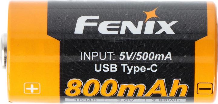 Actual product image Fenix ARB-L16-800UP protected Li-Ion battery 16340 RC123A, 800mAh, with USB-C charging socket