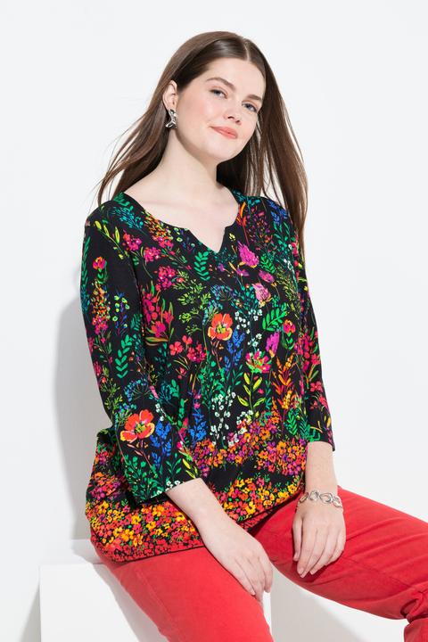 Produktbild Ulla Popken T-Shirt, Landhausdruck, A-Linie, Tunika-Ausschnitt, 3/4-Arm (50, 52)