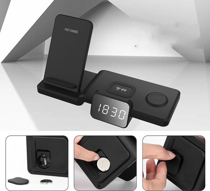 Produktbild Deltalabs Qi Fast Charging Ladegerät Dockingstation Apple Watch / Smartphone / AirPods (15 W)