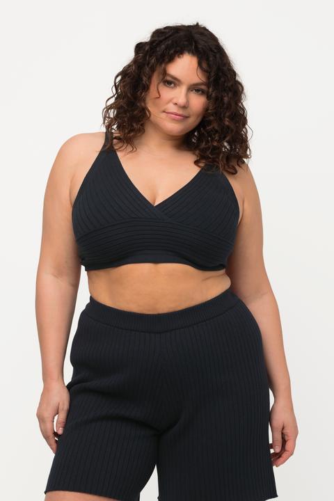Image du produit Ulla Popken Bralette, maille côtelée, col V, coton bio (42, 44)