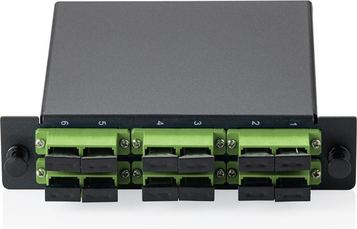 Produktbild Digitus MPO/MTP Kassette für 3 Kassettenpanel, APC 6xSC DX Kupplungen MPO Adapter voll bestückt, APC, Grün
