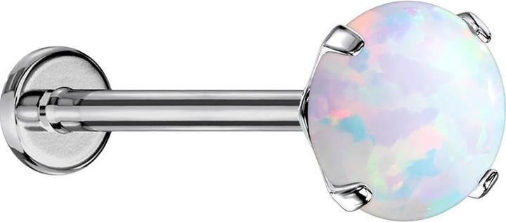 Produktbild Star Piercing Micro Threadless Labret silber Opal weiss gefasst (ohne Messing, Titan)