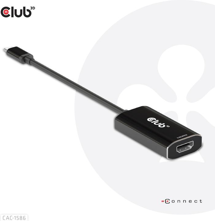 Produktbild Club 3D USB-Typ-C Gen2 auf HDMI™ 4K120Hz HDR10 mit DSC 1.2 aktiv St./B. (HDMI, 15 cm)