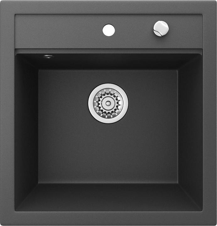 Évier Granit Bergström Venise Noir – 1 Bac Avec égouttoir Et Siphon Inclus