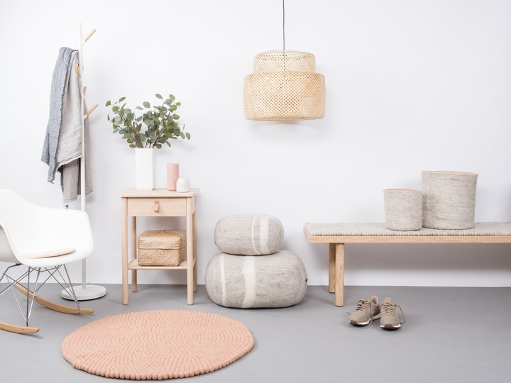 Actual product image Myfelt Merle felt ball carpet round (120 x 120 cm)