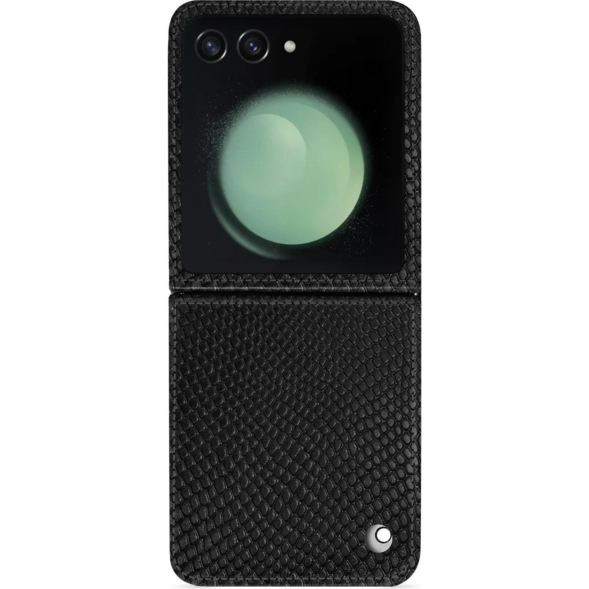 Noreve Lederschutzhülle Samsung Galaxy Z Flip5 (Samsung Galaxy Z Flip5), Smartphone Hülle, Schwarz
