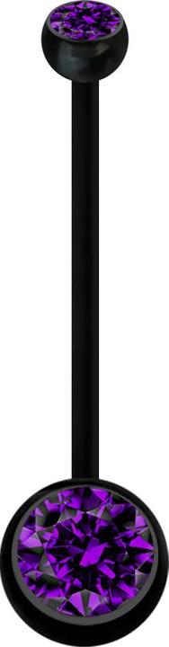 Actual product image Star Piercing Banana Pregnancy Black with Two Balls Crystal Violet (Plastic, without brass)