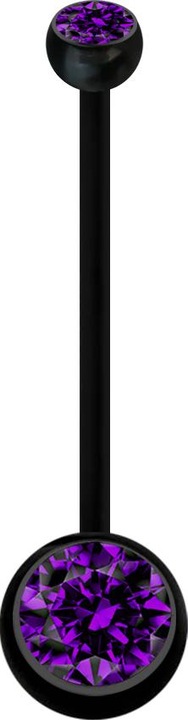 Produktbild Star Piercing Banane Schwangerschaft schwarz mit zwei Kugeln Kristall violett (ohne Messing, Bioflex)