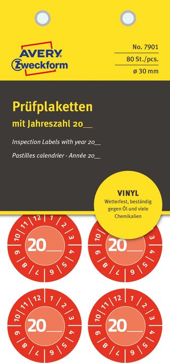 Actual product image Avery -Zweckform 80 St. Prüfplakette 20XX Rot (Ø) 30 mm 30 mm