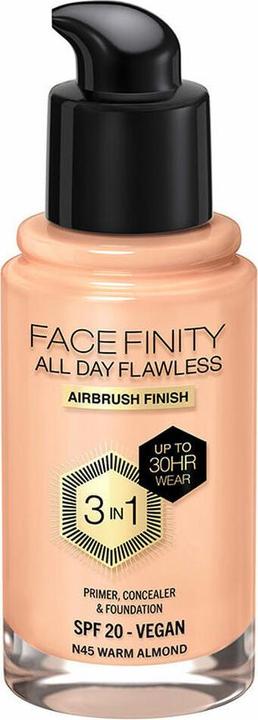 Actual product image Max Factor FACEFINITY All Day Flawless 3in1 Foundation No. N45 30ml (N45 Warm Almond)