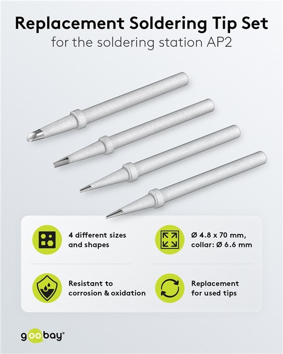 Actual product image Goobay Spare soldering tip set for soldering station AP 2, 4 different types (Soldering tip)