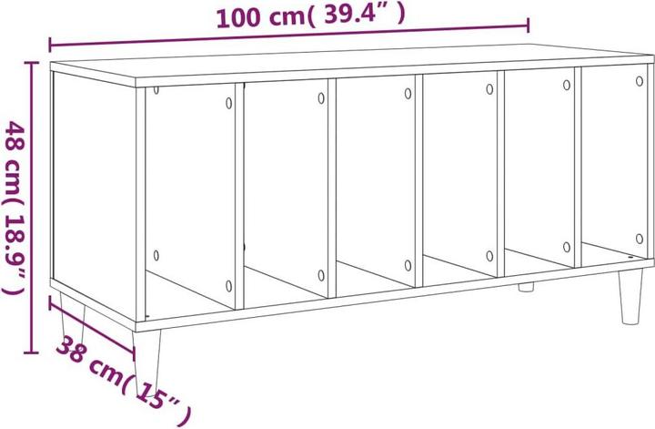 Actual product image vidaXL Plattenschrank Grau Sonoma-Eiche 100x38x48 cm Holzwerkstoff (100 x 38 x 48 cm)