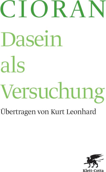 Produktbild Dasein als Versuchung (Deutsch, Emile M. Cioran, 2017)