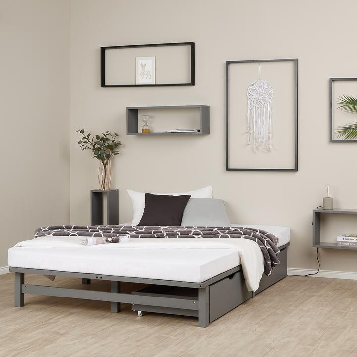 Immagine prodotto Jamb Letto a pallet Letto in legno 140x200cm in legno massiccio grigio (140 x 200 cm)