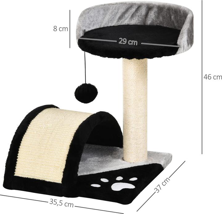 Immagine prodotto PawHut Albero per gatti con peluche (44 cm, Nero)