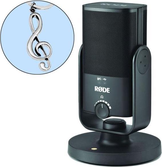 1x USB-C to USB-A cable, 1x magnetic table base, Rode NT-USB MINI USB microphone with pendant, 1x USB-C to USB-A cable