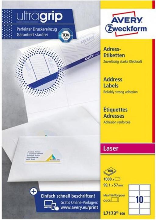 Actual product image Avery Labels A4, 99.1 x 57.0