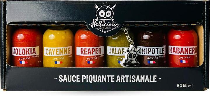 Image du produit Hellicious Kit de purée de piment (6 x 50 ml) - Sauce piquante (700 g)