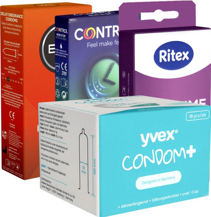 Kondomotheke ® Long Love Mix Nr.2 – 36 verzögernde Kondome für mehr Kontrolle & Gefühl (36 Stk.)