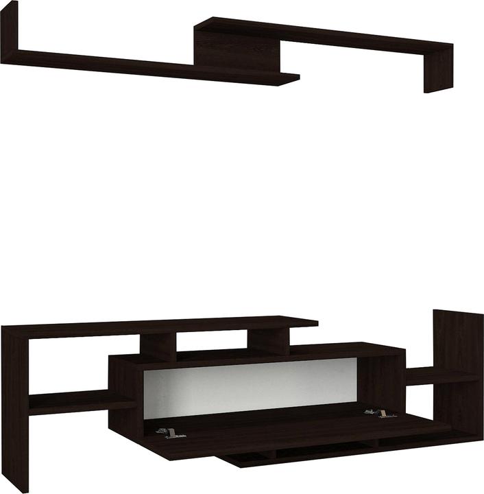 Produktbild En.Casa Fernsehschrank Liksefte mit Wandregal 154x28x42 cm Schwarz