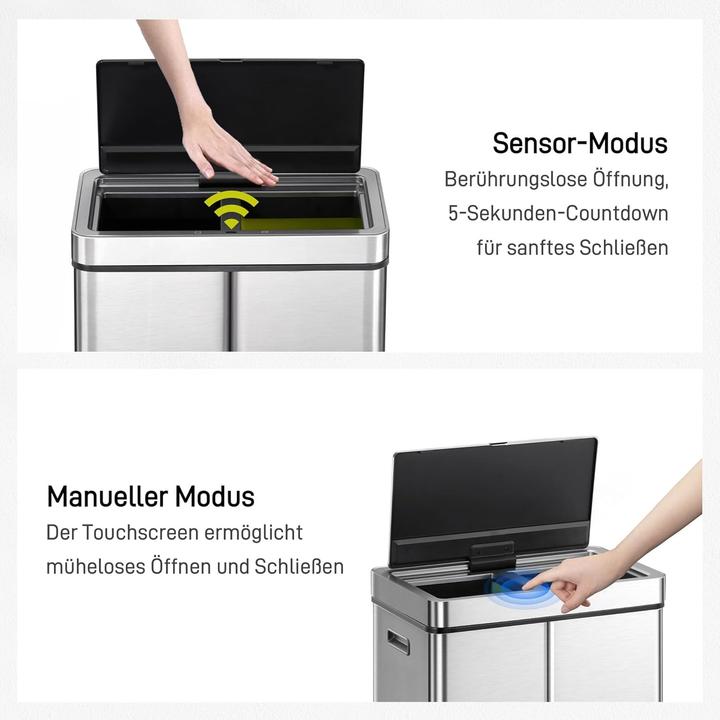 Actual product image EKO Automatic Sensor Kitchen Trash Can with Removable Bins for Waste Separation (60 l)