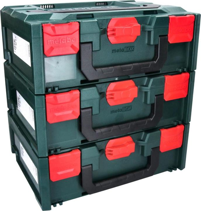 Actual product image Metabo metaBOX 145 Set 3x System Tool Case Stackable 396 x 296 x 145 mm - without inlay (3 pieces)
