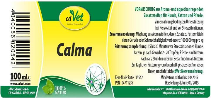 Image du produit cdVet Complément alimentaire pour chiens Calma, 20 ml (Junior, Senior, Adulte, 1 pcs, 30 g)
