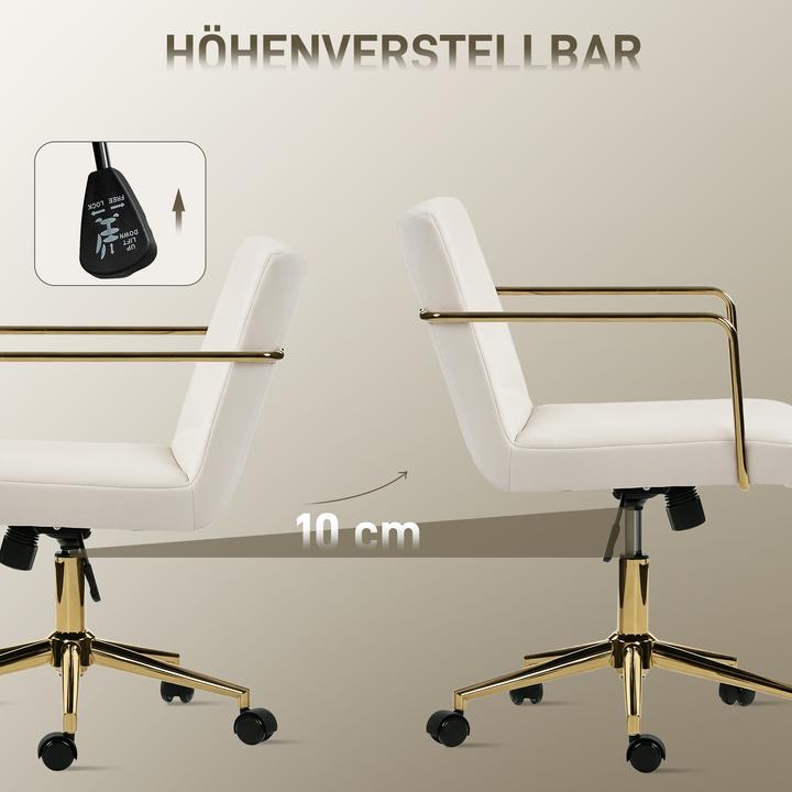 Produktbild Homcom Schreibtischstuhl Polyester, Stahl Cremeweiss (47 - 57 cm)