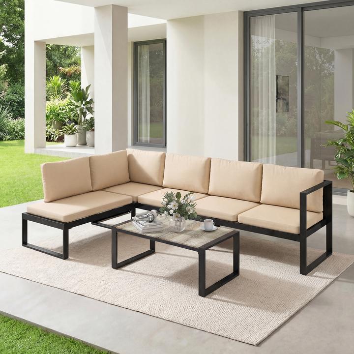 Produktbild Outsunny Gartenmöbel-Set Stahl, Polyester Khaki