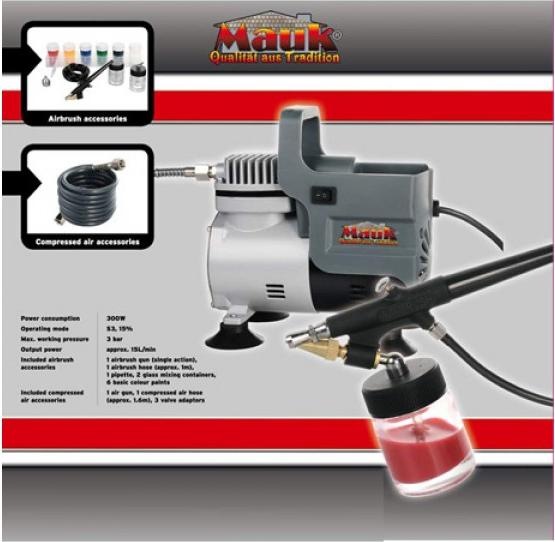 Produktbild IHP MAUK Airbrush Kompressor Set mit Farben und Zubehör