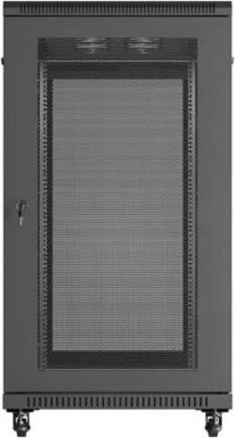 Actual product image Lanberg 19" 22U 600x1200 Vertical rack cabinet with perforated door, black (10.86 RU, 19 inch rack)