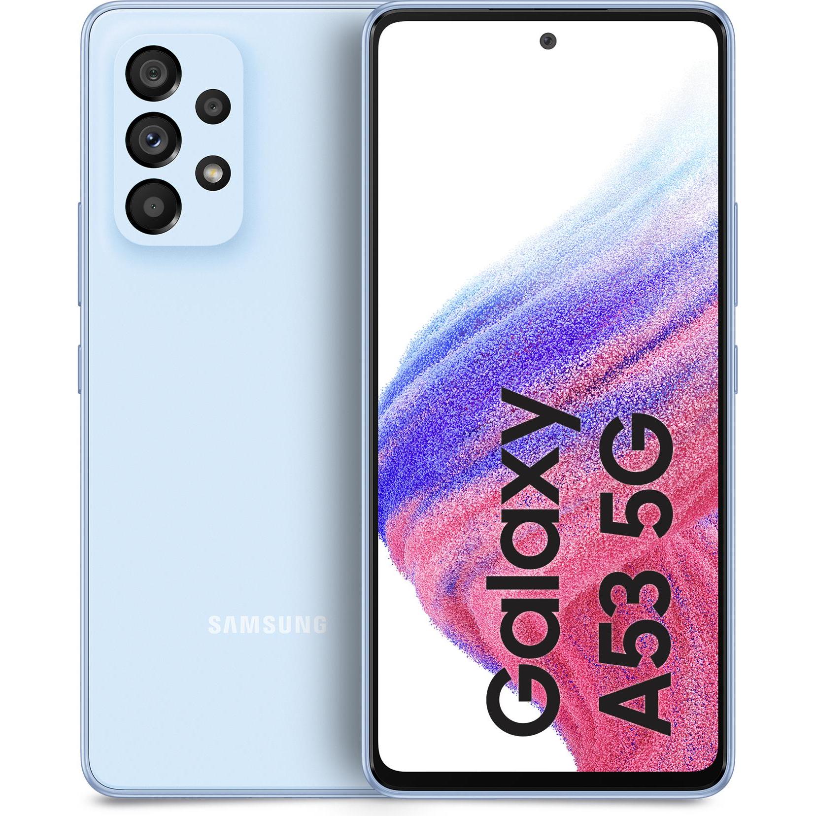 Samsung Galaxy A53 5G EU (128 GB, Awesome Blue, 6.50", Dual SIM, 5G), Smartphone, Blau