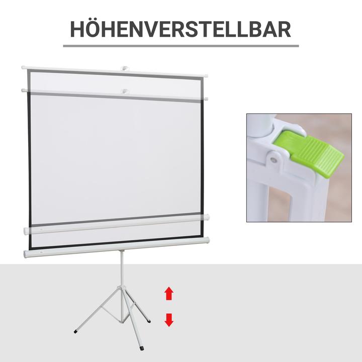 Produktbild Homcom Beamer Leinwand Kunststoff, Metall Weiss (4:3)