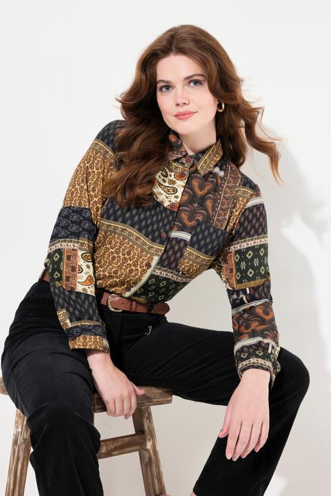 Produktbild Ulla Popken Hemdbluse, Mustermix, Hemdkragen, Langarm (42, 44)