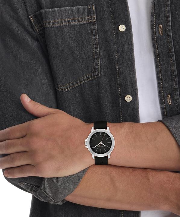 Actual product image Calvin Klein Three-Hand Quartz Movement Watch with Black Silicone Strap (Analogue wristwatch, 42 mm)