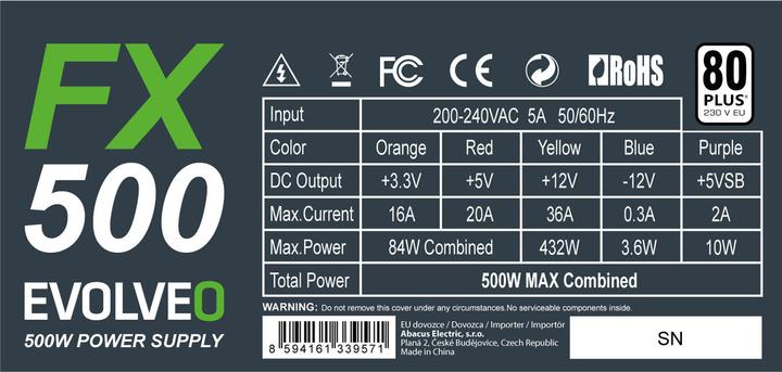 Actual product image Evolveo FX 500W Power Supply (CZEFX500) (500 W)