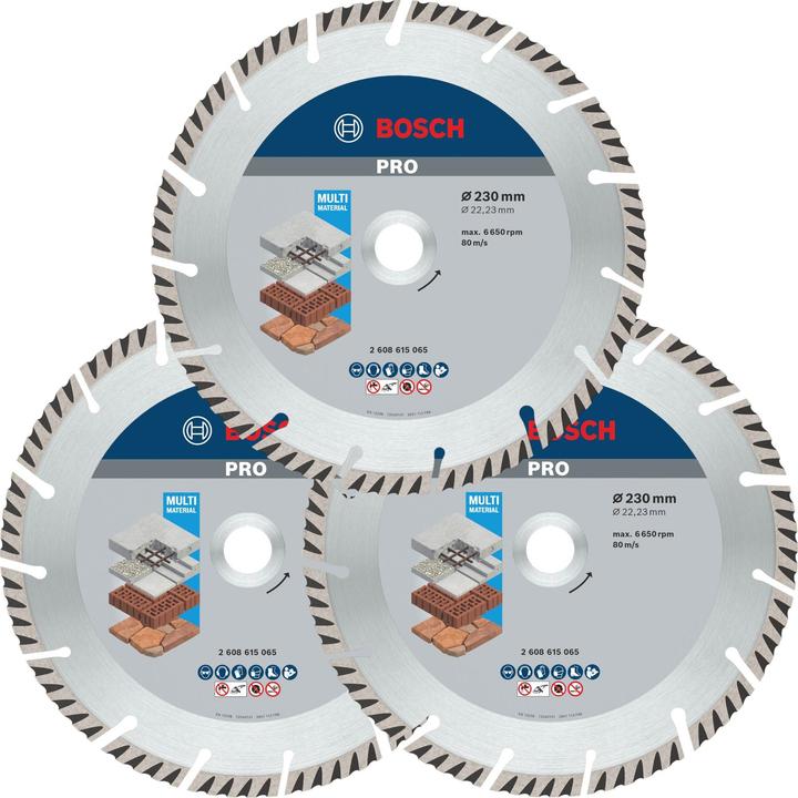 Bosch Professional Standard Universal Diamond Cutting Disc 230 mm 3 pcs. ( 3x 2608615065 ) Concrete Holder 22,23