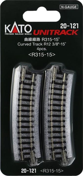 Kato Unitrack 2-210 550mm (21 5/8') Radius 22.5 Curve Track 4Pcs - HO