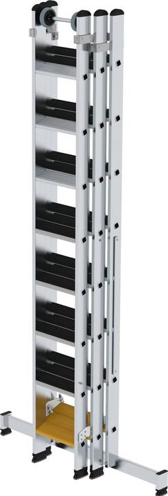 Produktbild Munk Stufen-Mehrzweckleiter 3-teilig mit nivello-Traverse und clip-step R13 3x8 Stufen (Mehrzweckleiter, 586 cm)