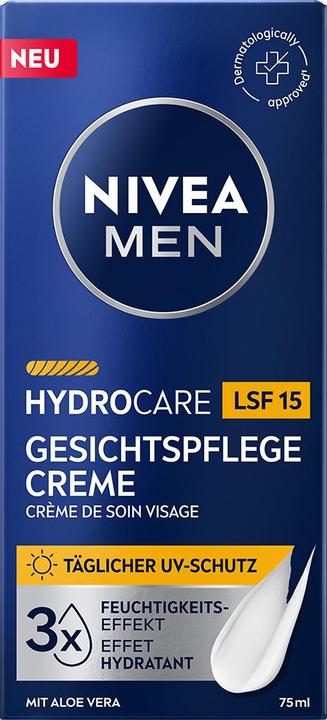 Actual product image NIVEA MEN Hydrocare Gesichtspflege Creme LSF15 (75 ml, Face toner, SPF 15)
