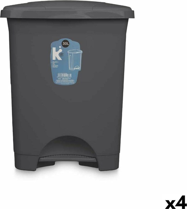 Natec Papierkorb mit Pedal Anthrazit Kunststoff 30 L (4 Stück) (30 l)