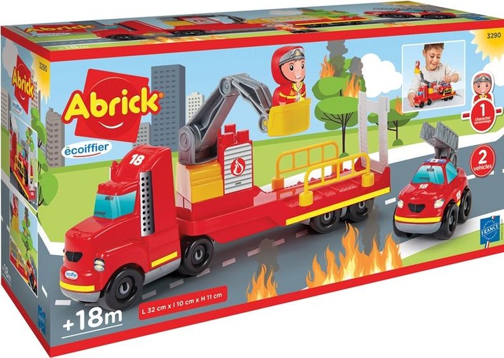 Productafbeelding Ecoiffier Abrick priešgaisrinės tarnybos dvi transporto priemonės, judantys elementai 34 priedai